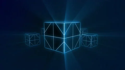 Abstract geometric background, fluorescent ultraviolet light, glowing neon lines Stock Footage 163890047