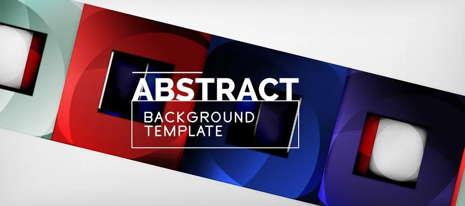 Abstract geometric background. Glossy square shapes composition on grey Stock Illustration