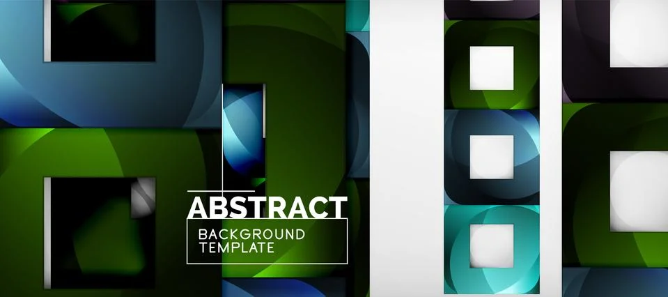 Abstract geometric background. Glossy square shapes composition on grey Stockillustratie