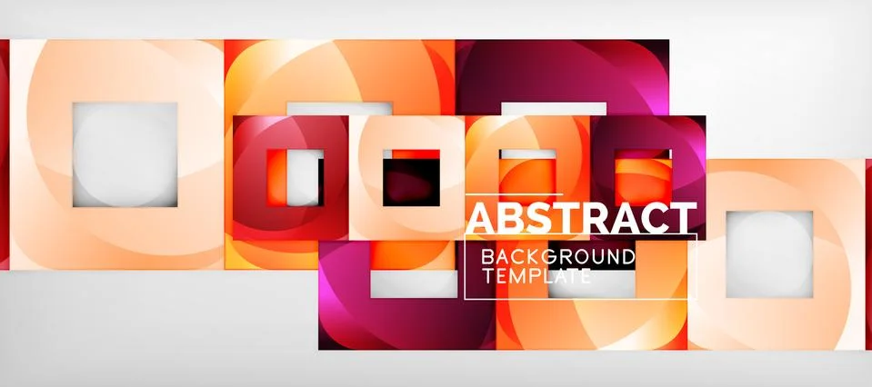 Abstract geometric background. Glossy square shapes composition on grey イラスト素材