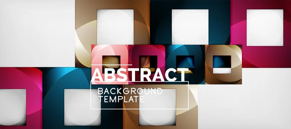 Abstract geometric background. Glossy square shapes composition on grey イラスト素材