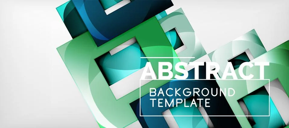 Abstract geometric background. Glossy square shapes composition on grey 库存插图
