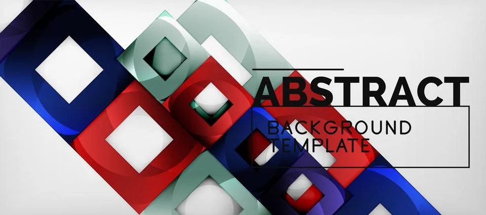 Abstract geometric background. Glossy square shapes composition on grey Stockillustratie