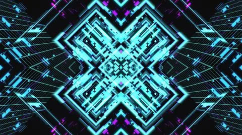 Abstract geometric background with glow elements, spatial illusion Illustrazione stock