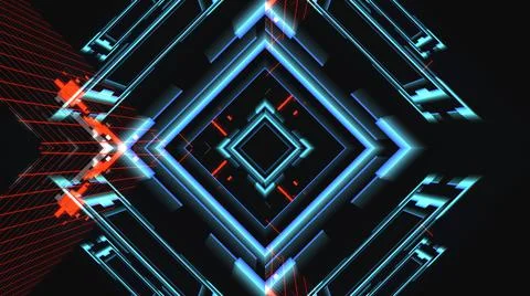 Abstract geometric background with a glow of square elements, spatial illusion Stock Illustration