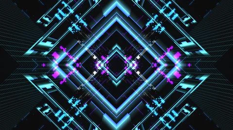 Abstract geometric background with a glow of square elements, spatial illusion Stock Illustration