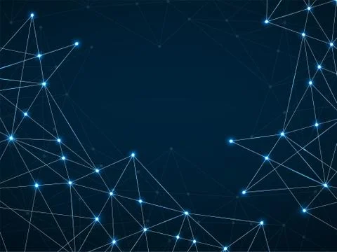 Abstract geometric background with glowing connecting dots and lines. Modern Stock Illustration