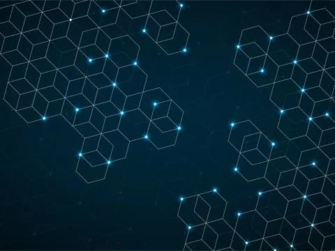 Abstract geometric background with glowing cubes. Futuristic background Stock Illustration