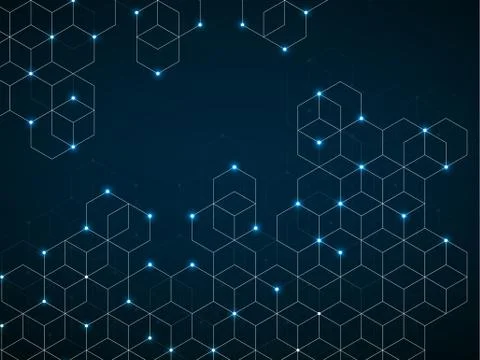 Abstract geometric background with glowing cubes. Geometrical concept Stock Illustration