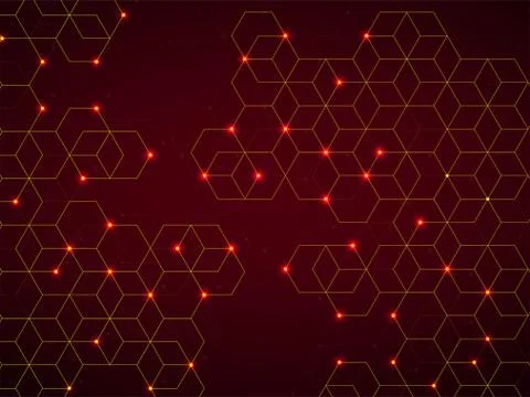 Abstract geometric background with glowing cubes. Geometrical concept with neon Stock Illustration