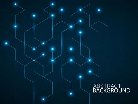 Abstract geometric background with glowing cubes. Geometrical technology co.. Stock Illustration