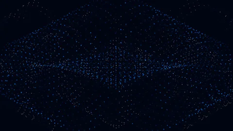 Abstract geometric background with glowing particles on a dark blue background Stock Footage 253707916
