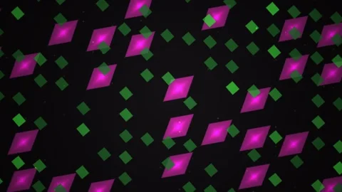 Abstract geometric background with glowing pink and green rhombus shapes fl.. Stock Footage 346328343