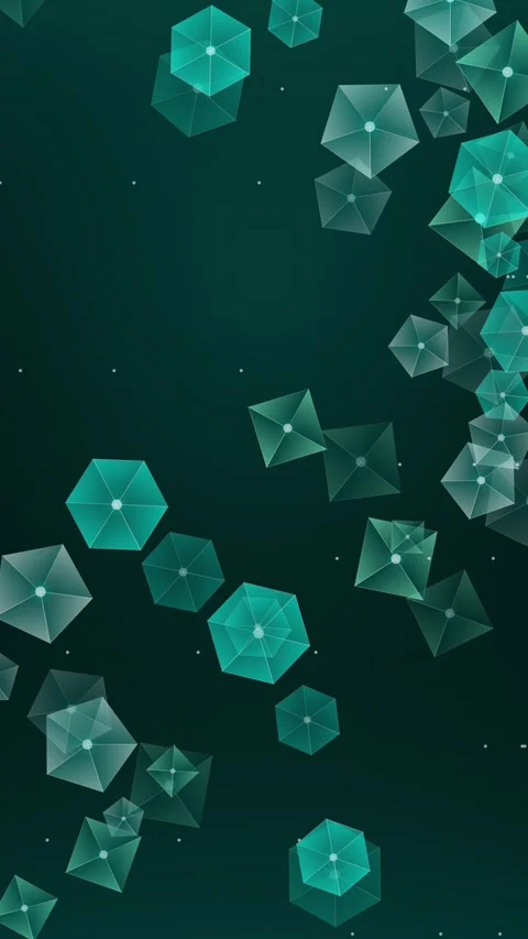 Abstract geometric background of glowing teal and emerald hexagons Stock Footage 345497811