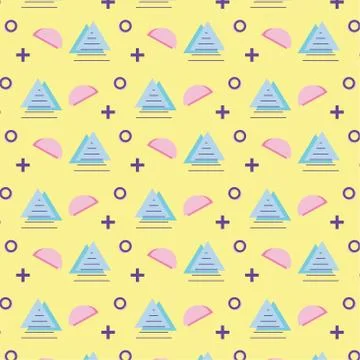 Abstract geometric background graphic design memphis seamless pattern 80s 90s Stock Illustration
