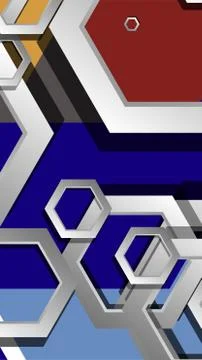 Abstract geometric background with hexagon cold color composition. Vector ill Stock Illustration