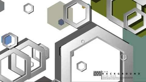 Abstract geometric background with hexagon cold color composition. Vector ill Stock Illustration