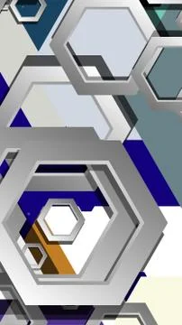 Abstract geometric background with hexagon cold color composition. Vector ill Stock Illustration