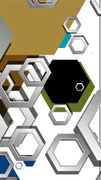 Abstract geometric background with hexagon cold color composition. Vector ill Stock Illustration