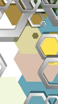 Abstract geometric background with hexagon, middle ages color composition. Ve Stock Illustration