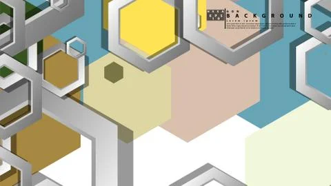 Abstract geometric background with hexagon, middle ages color composition. Ve Stock Illustration
