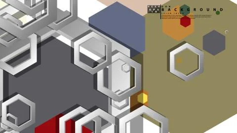Abstract geometric background with hexagon, middle ages color composition. Ve Ilustración de archivo
