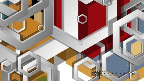 Abstract geometric background with hexagon, middle ages color composition. Ve Ilustración de archivo