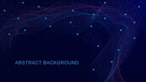 Abstract geometric background with hexagon pattern and wave flow. Stock Illustration