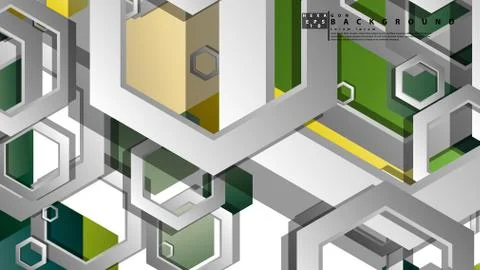 Abstract geometric background with hexagons, foliage color composition. Vecto Stock Illustration