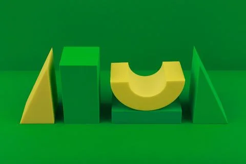 Abstract geometric background. High angle view of yellow and green geometric Foto stock