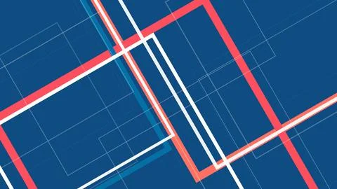 Abstract geometric background with intersecting red, white, and blue lines .. Ilustração Stock