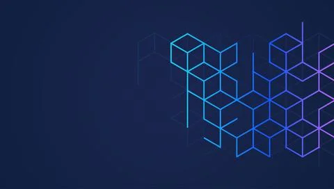 Abstract geometric background with isometric digital blocks. Blockchain conce 스톡 일러스트
