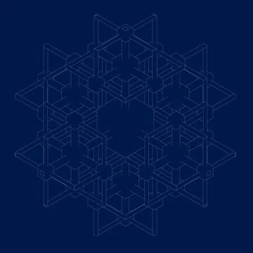 Abstract geometric background with isometric. Digital cube isometric on blue Stockillustratie