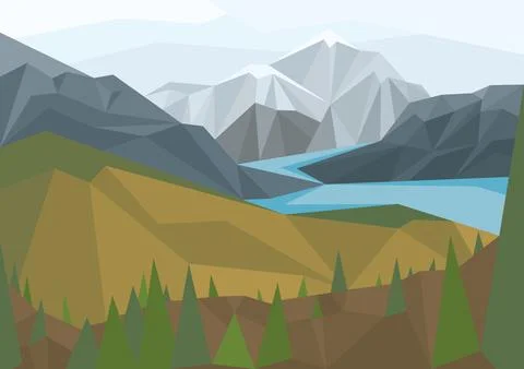 Abstract geometric background of mountain landscape. Stock Illustration