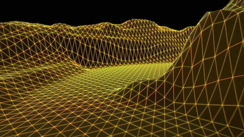 Abstract geometric background with moving digital landscape or waves. Stock Footage 112325206