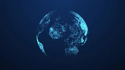 Abstract geometric background with a moving globe of lines, dots, and triangles. Stock Footage 133111028