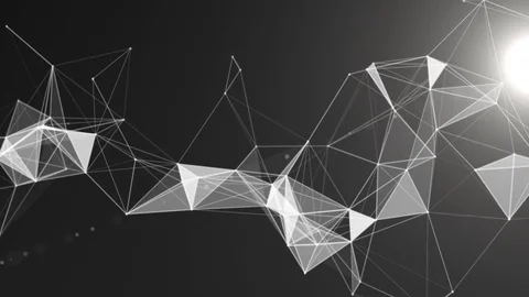 Abstract geometric background with moving lines, dots and triangles. Plexus Video stock 76267240
