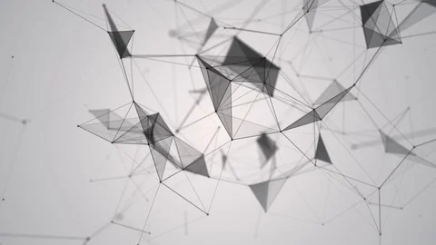 Abstract geometric background with moving lines, dots and triangles. Plexus Stock Footage 76272953