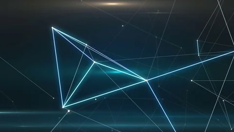 Abstract geometric background with moving lines, dots and triangles. Plexus Stock-Footage 76294018