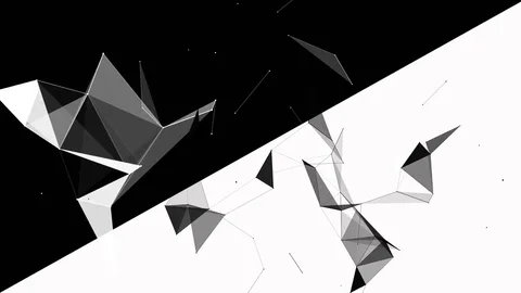 Abstract geometric background with moving lines, dots and triangles. Plexus Stock Footage 82153808