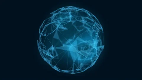 Abstract geometric background with moving lines and triangles inside the sphere Stock-Footage 97970070