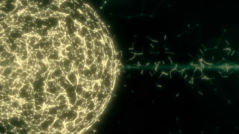 Abstract geometric background with moving lines, dots and triangles. Sphere Stock Footage 138941484