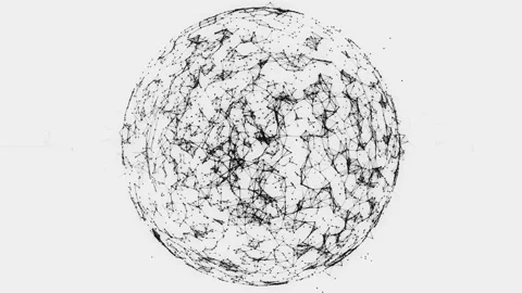 Abstract geometric background with moving lines, dots and triangles. Sphere Video stock 138971390