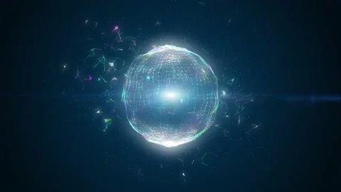 Abstract geometric background with moving lines, dots and triangles dancing. Stock Footage 146377326