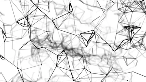 Abstract geometric background with moving lines, dots and triangles. Science and Stock Footage 165876494