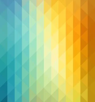 Abstract geometric background with orange, blue and yellow triangles. Summer Stock Illustration
