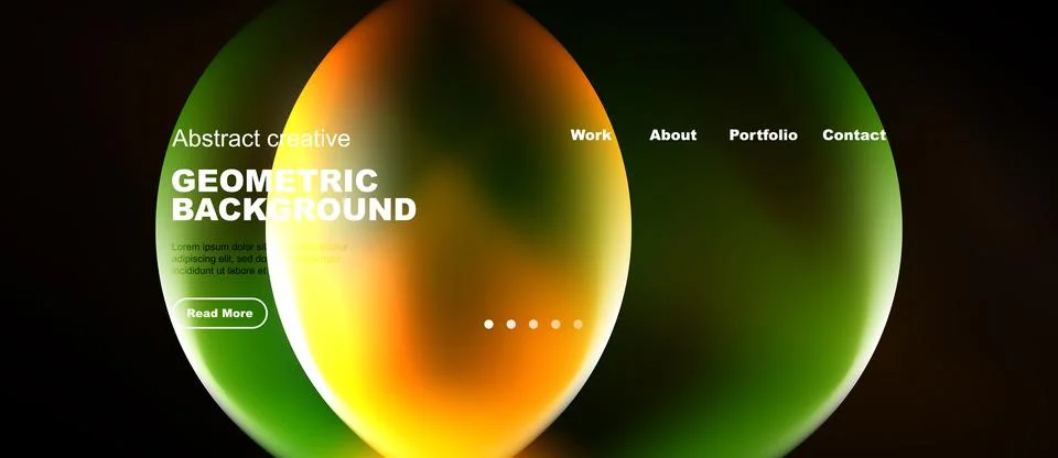 Abstract geometric background with overlapping circles. Text elements present Stock Illustration