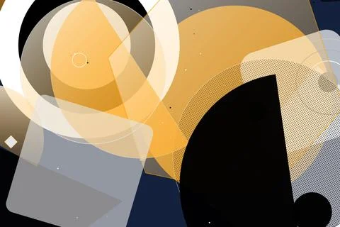 Abstract Geometric Background with Overlapping Circles and Dotted Patterns Illustrazione stock