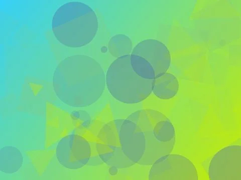 Abstract Geometric Background with Overlapping Circles and Triangles on Gre.. Illustrazione stock
