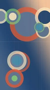 Abstract geometric background with overlapping circles in blue, coral, and .. Stock Illustration